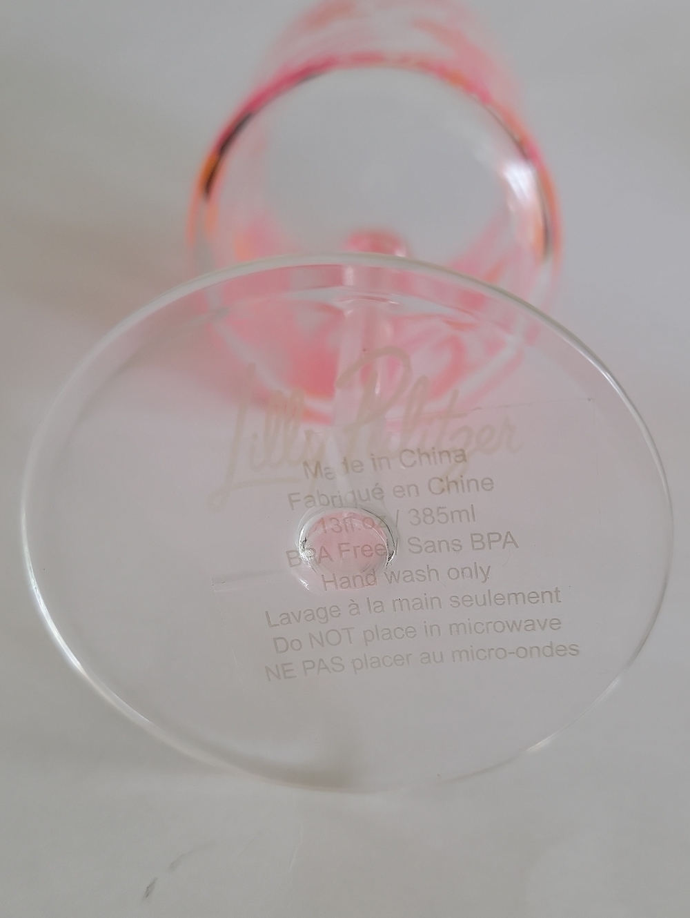 LILLY PULITZER PINK & ORANGE FLORAL ACRYLIC WINE GLASS - Picture 5 of 5